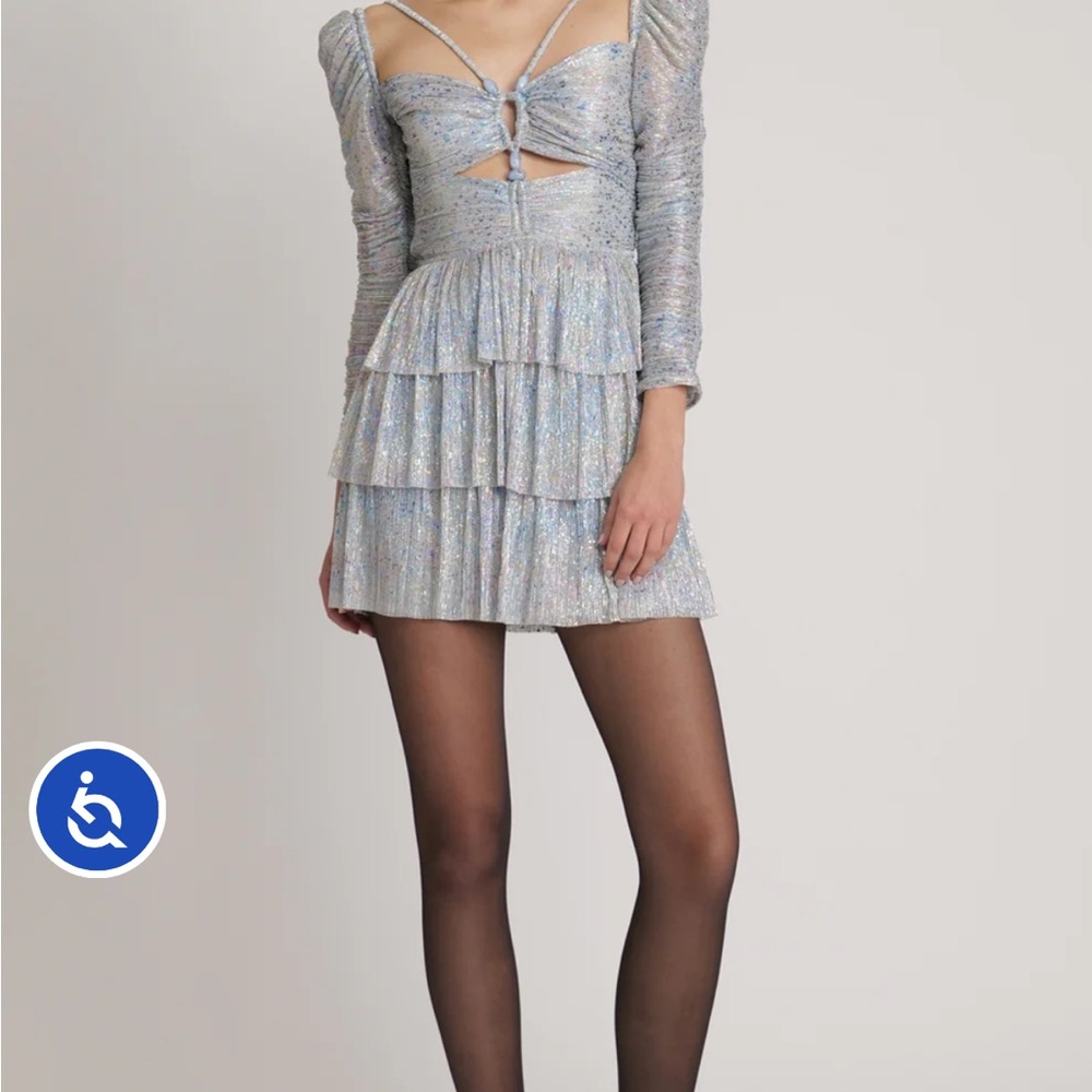 Sabina Musayev Gray Ruched Babydoll Mini Dress